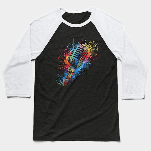 Wild Microphone Baseball T-Shirt by Mi Bonita Designs